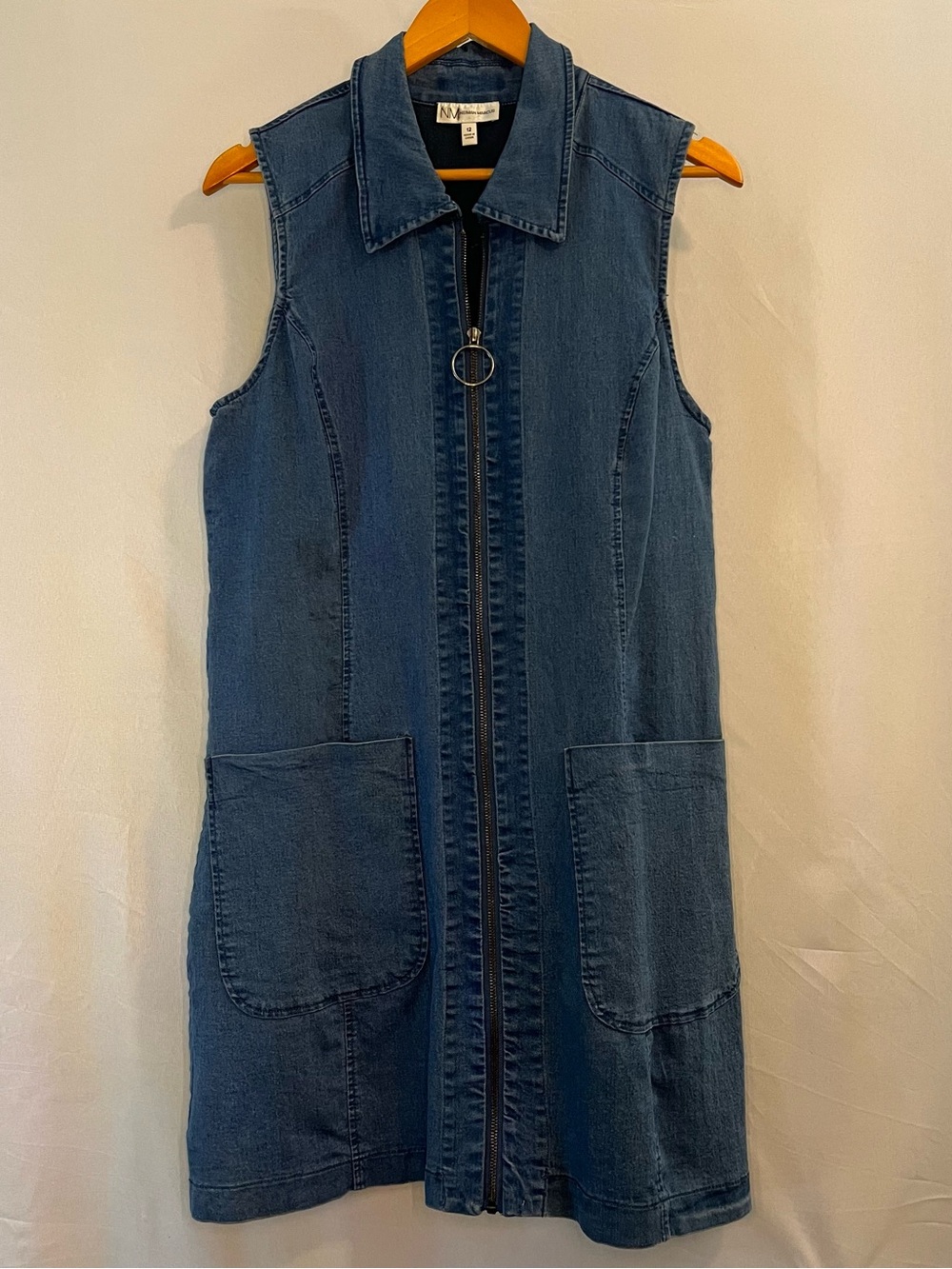 Sleeveless Zip-Front Denim Dress